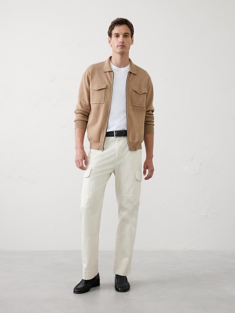 Chest-Pocket Zip Sweater Jacket