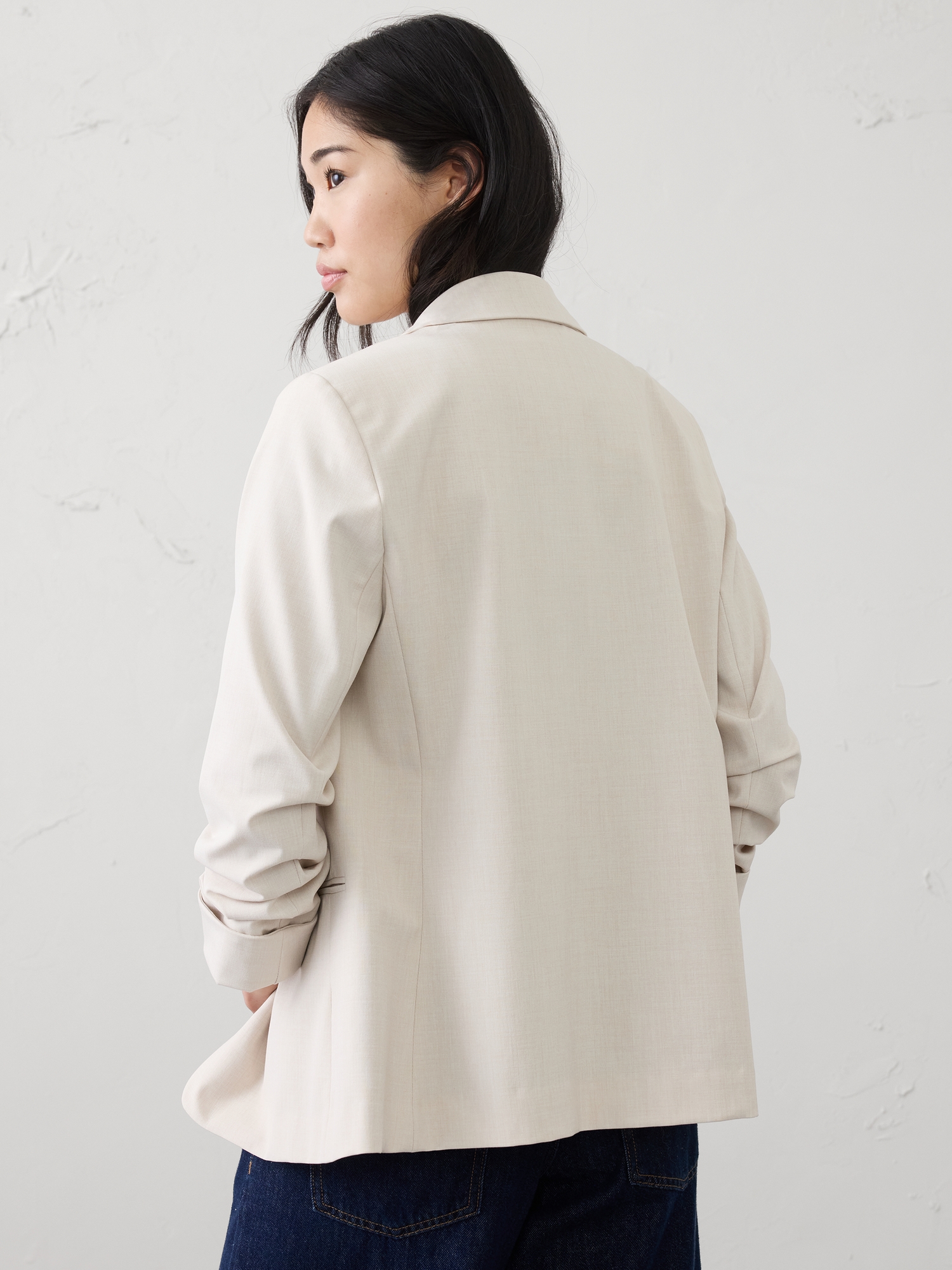 Image number 2 showing, Sculpted Stretch Ruched-Sleeve Blazer