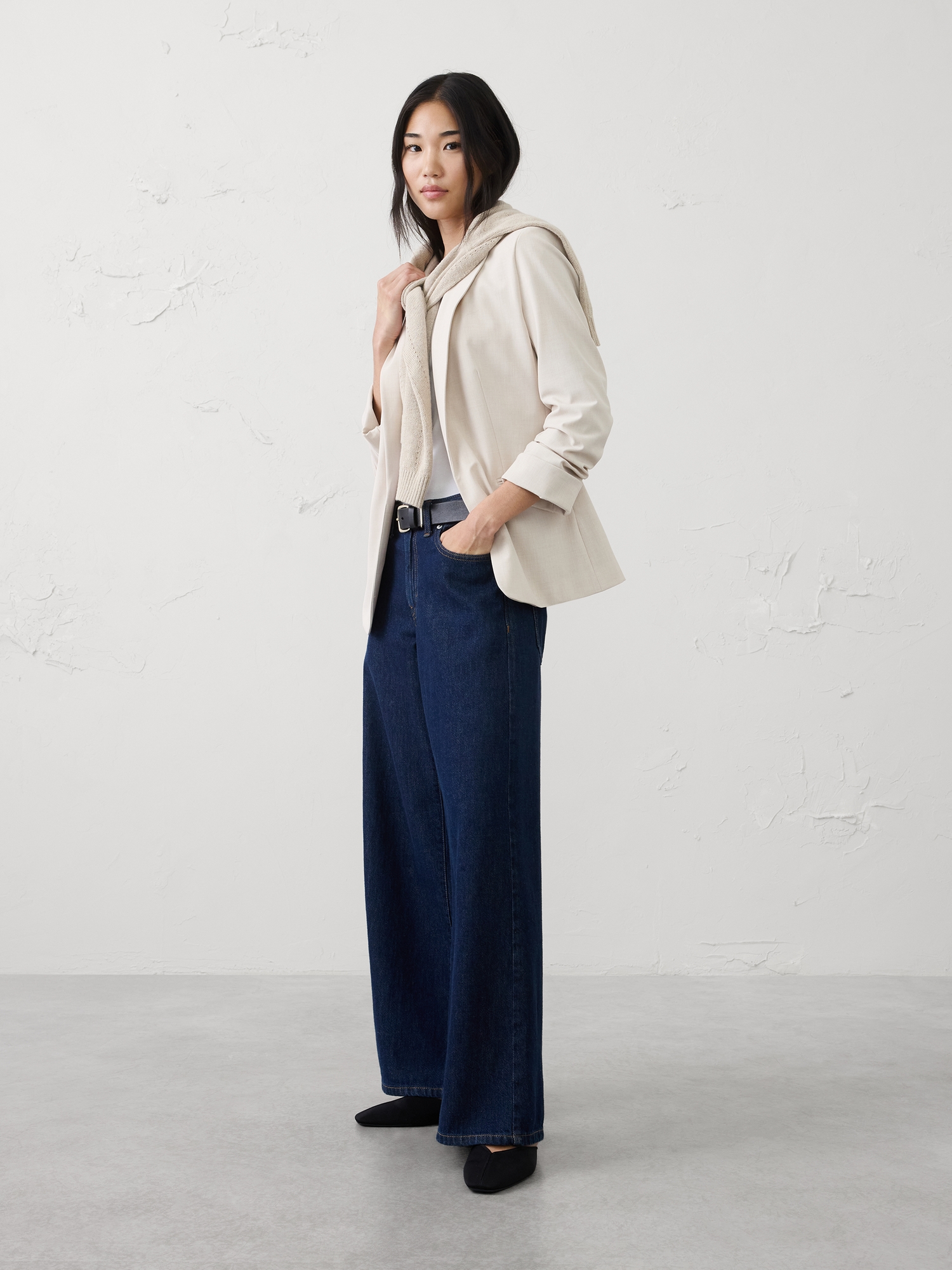 Image number 3 showing, Sculpted Stretch Ruched-Sleeve Blazer