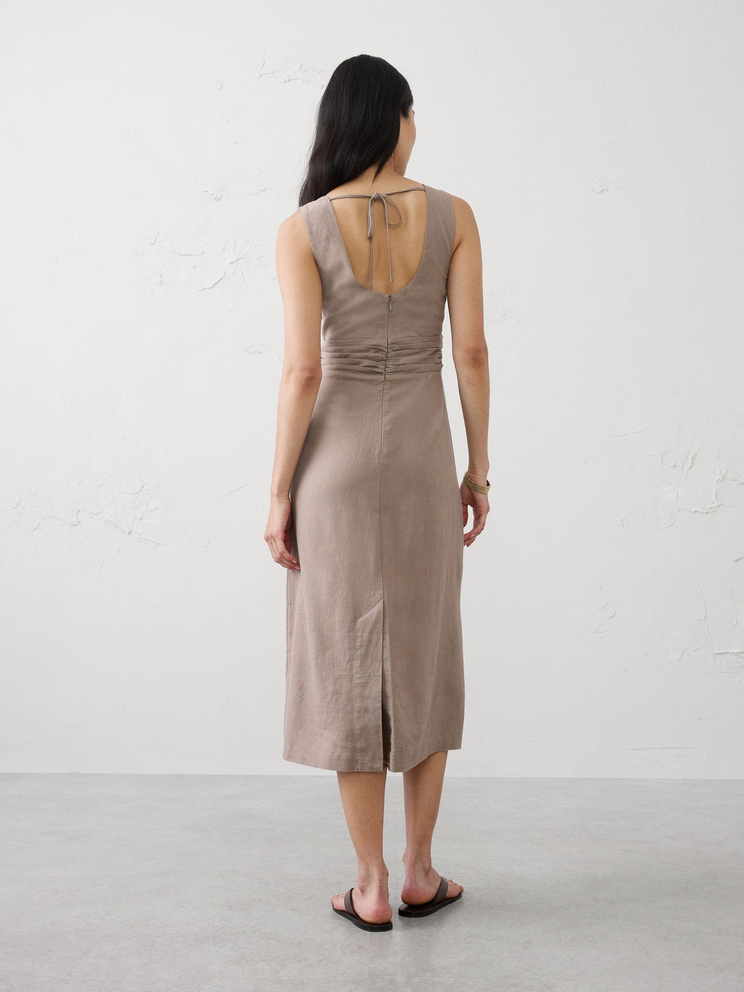 Image number 2 showing, Linen-Blend Cutout Midi Dress