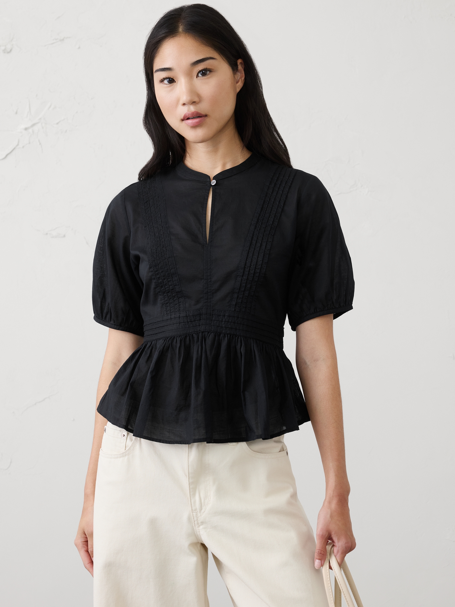 Image number 1 showing, Picot Peplum-Hem Top