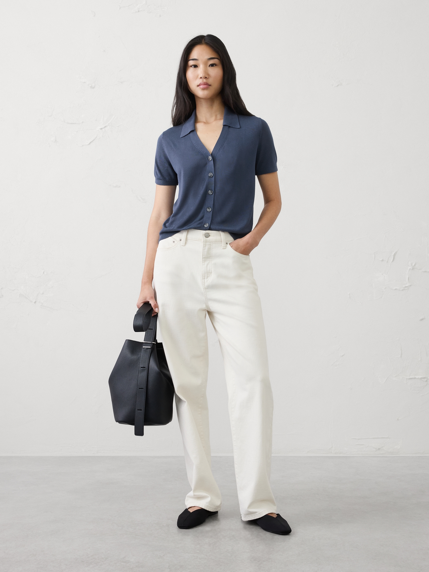 Image number 1 showing, Button-Down V-Neck Sweater Polo