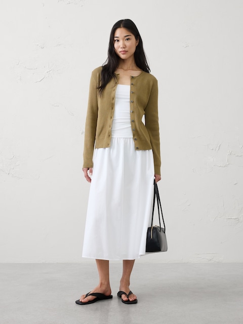Cotton Ribbed Cardigan Sweater