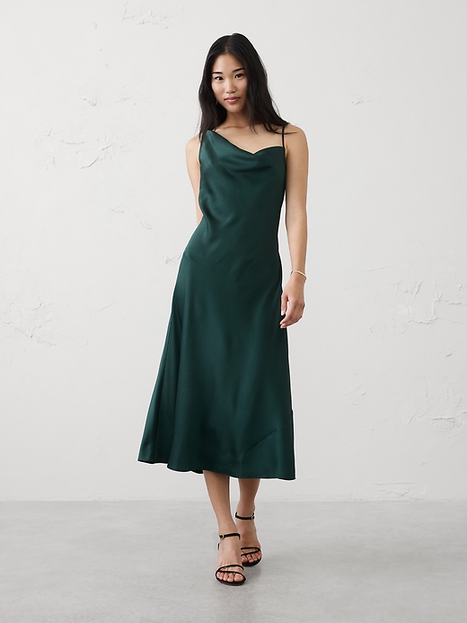banana republic factory satin dress Satin Maxi Dress With Sleeves