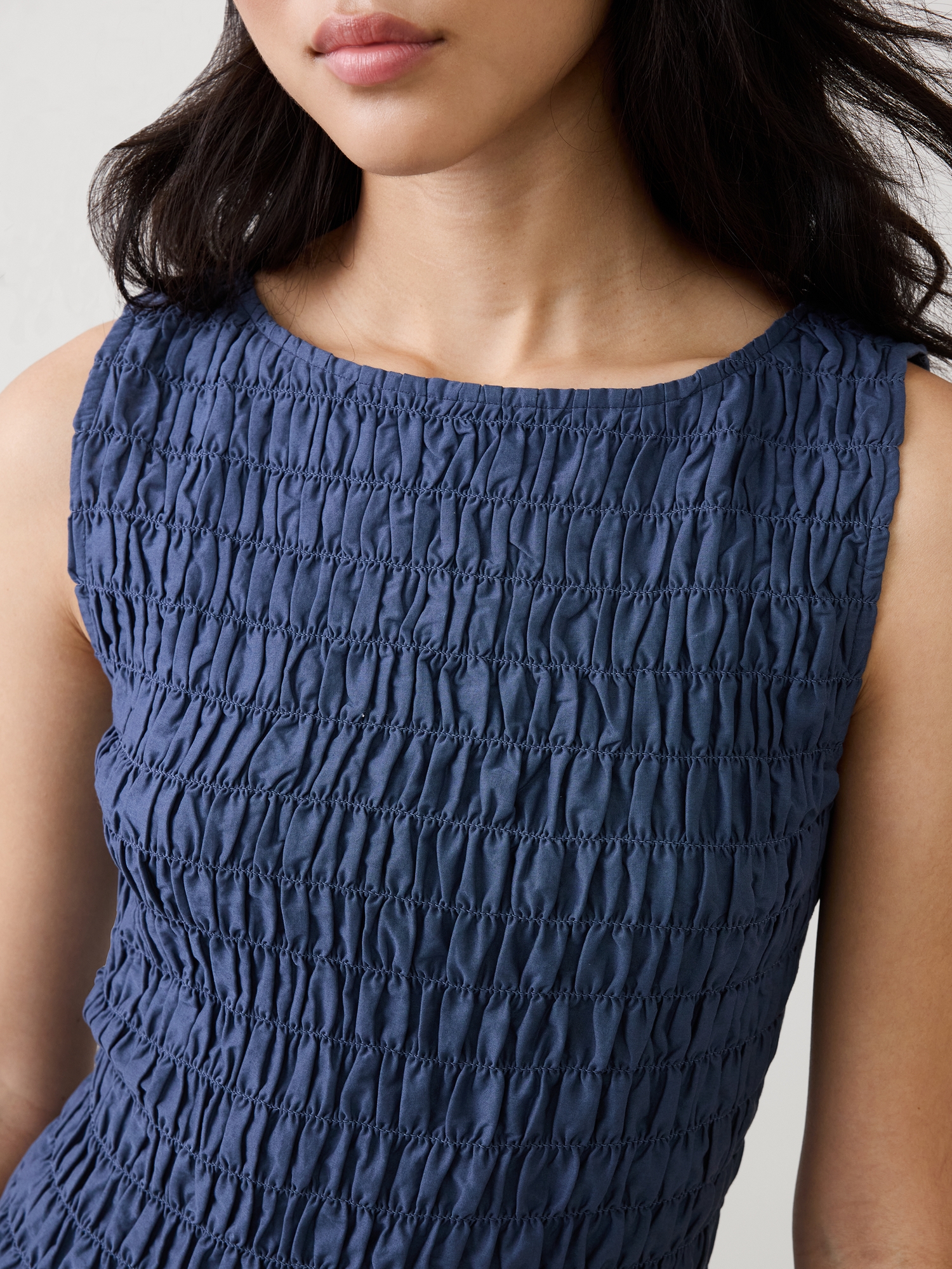 Image number 3 showing, Boatneck Smocked Cropped Top