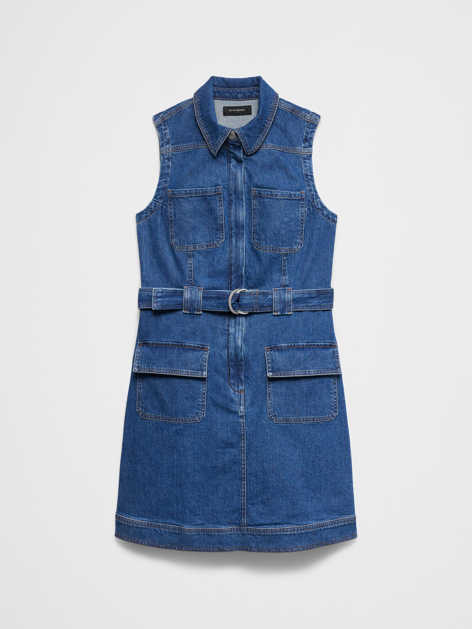 L'image numéro 4 présente Robe courte utilitaire en denim à patchwork