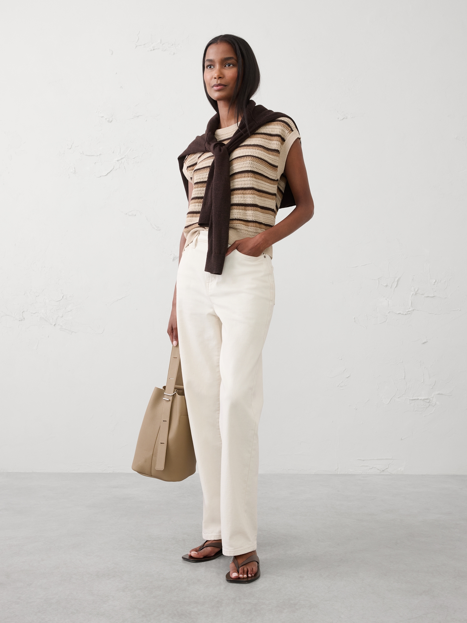 Image number 3 showing, Cotton Textured Cap-Sleeve Sweater