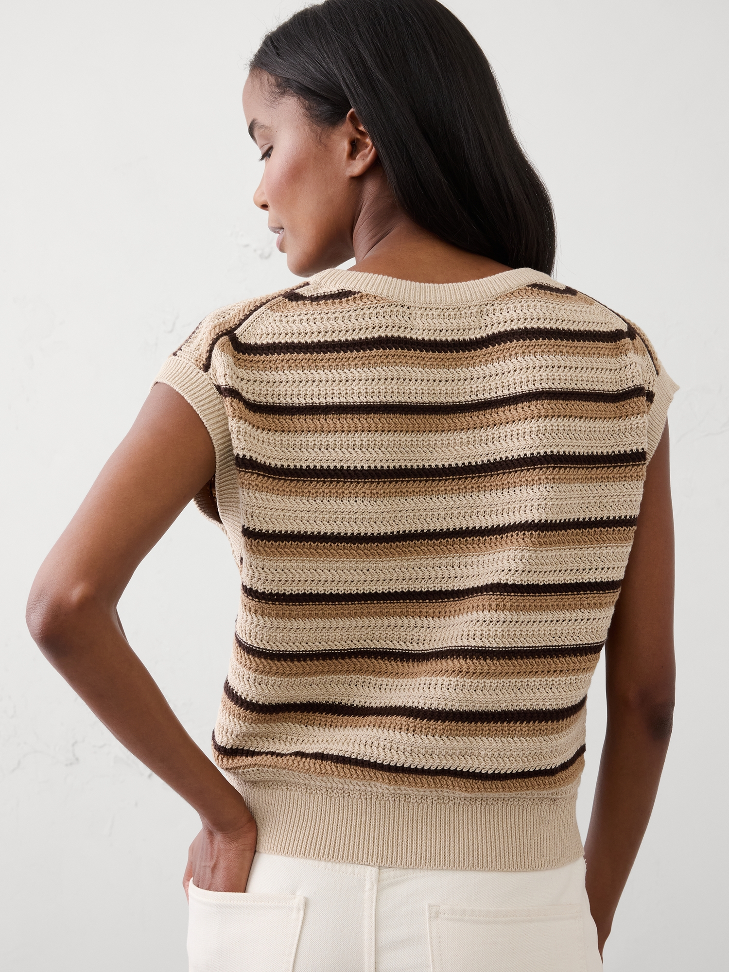 Image number 2 showing, Cotton Textured Cap-Sleeve Sweater
