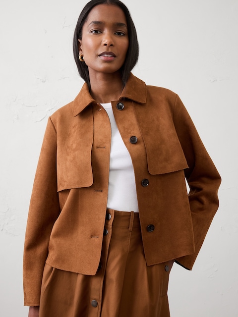 Vegan Suede Short Trench