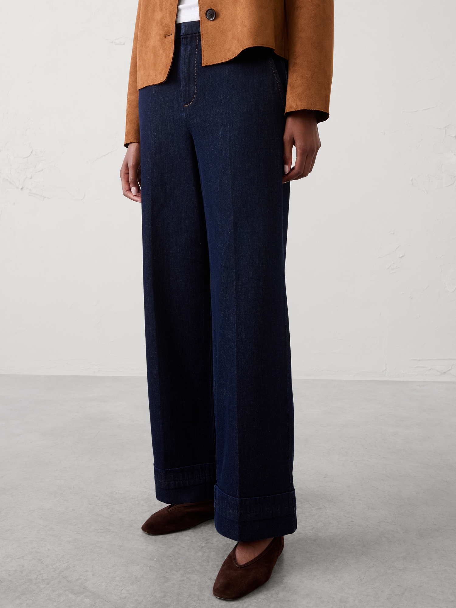 Image number 3 showing, Wide-Leg Mid-Rise Cuffed Jean