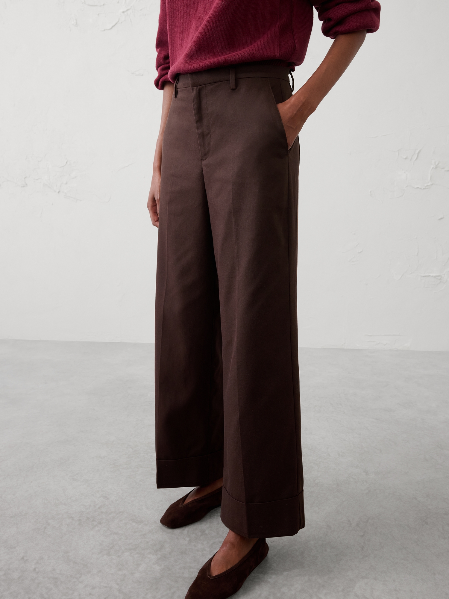 Image number 3 showing, Wide-Leg Mid-Rise Cuffed Jean