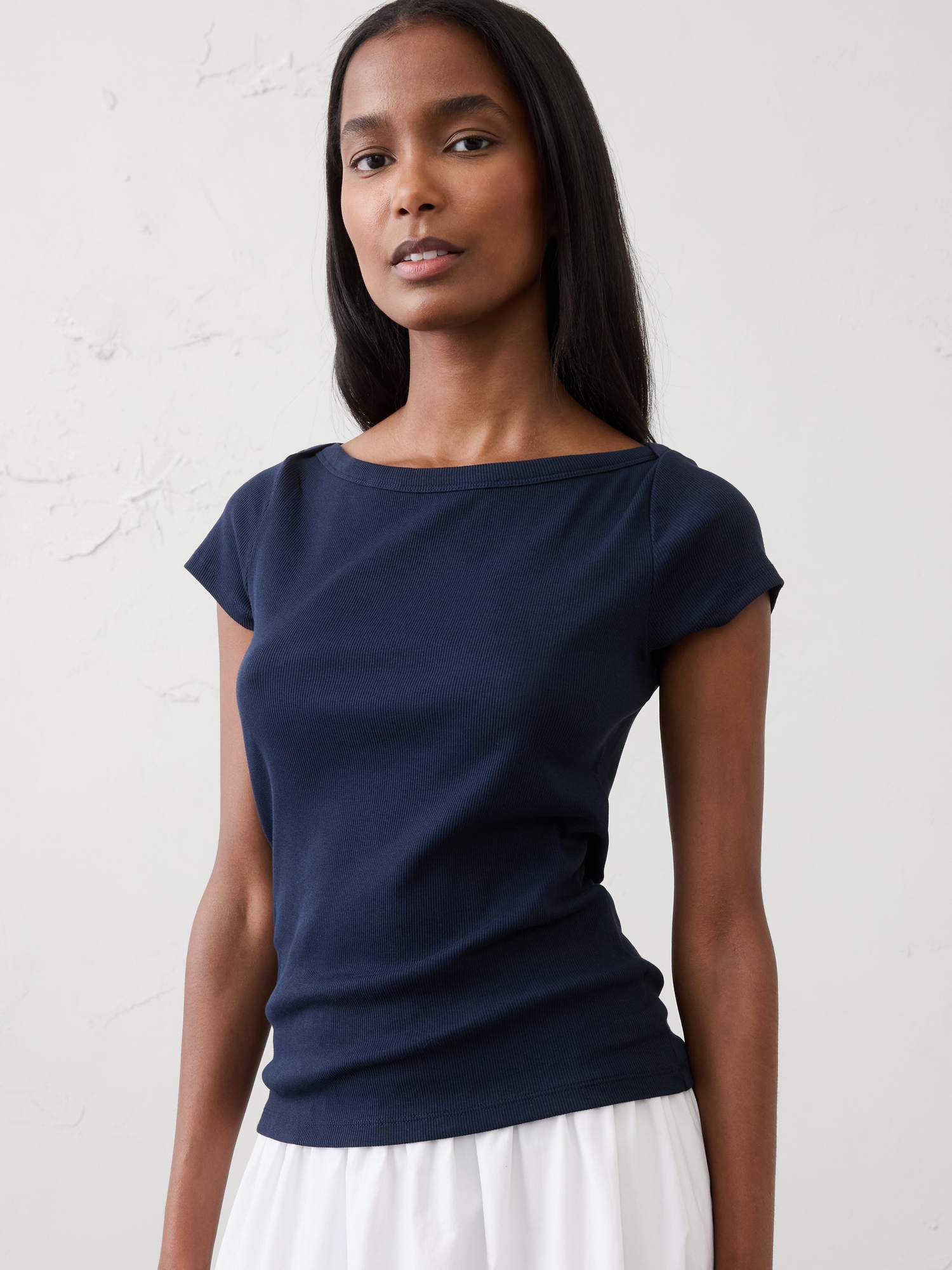 Image number 1 showing, Ribbed Boatneck Top
