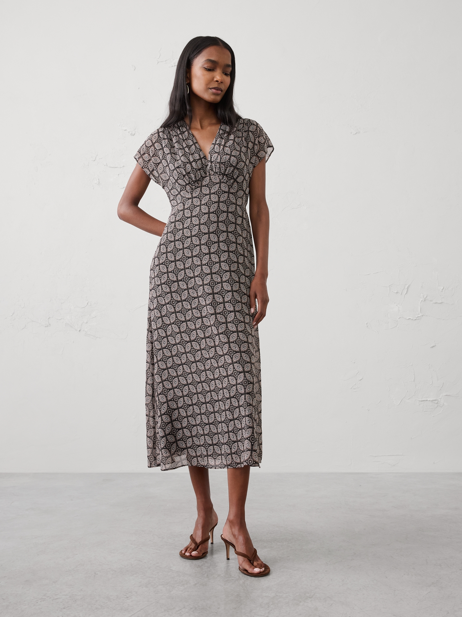 Image number 1 showing, Gathered Empire Midi Dress