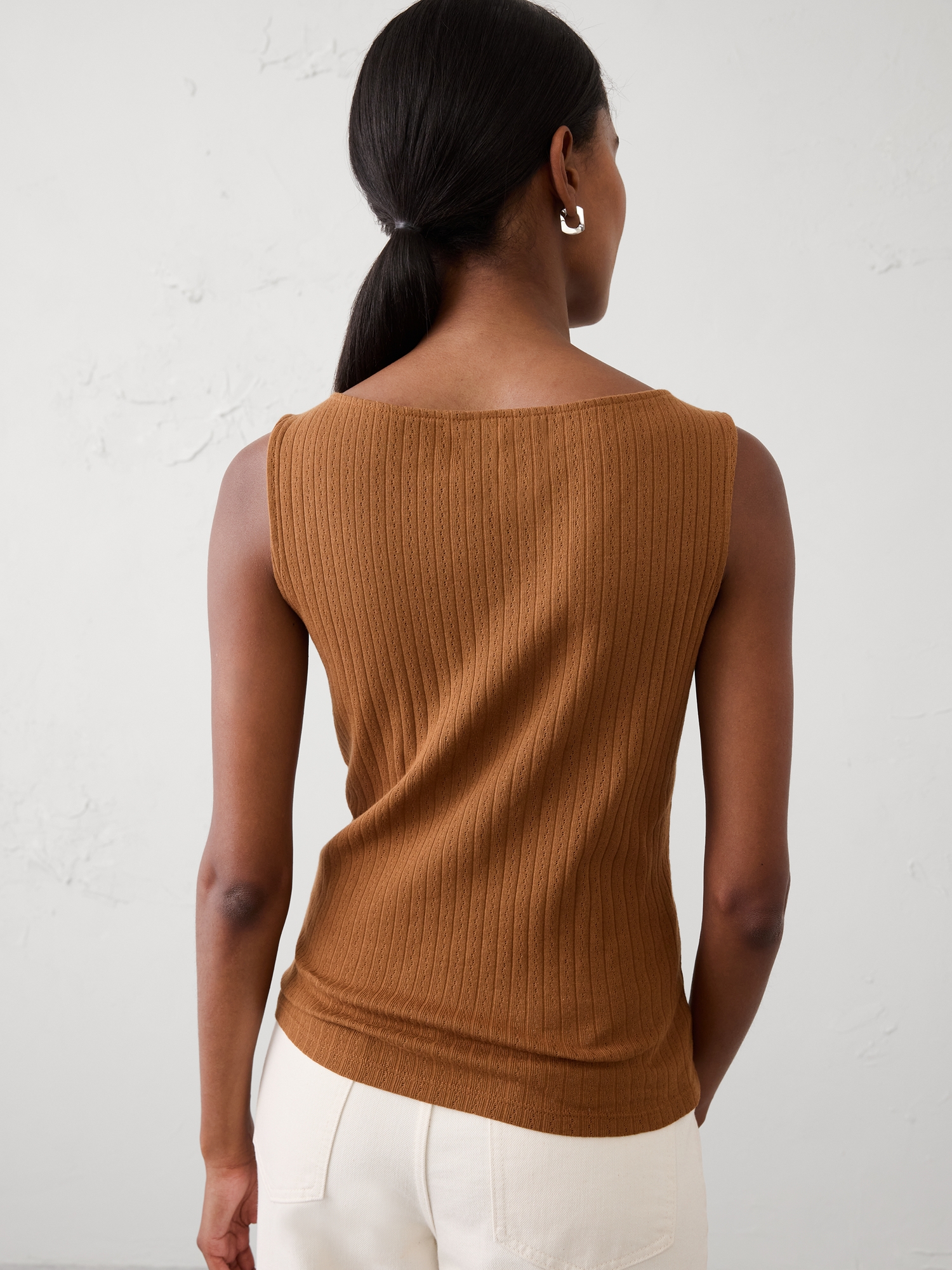 Image number 2 showing, Pointelle Ribbed Boatneck Top