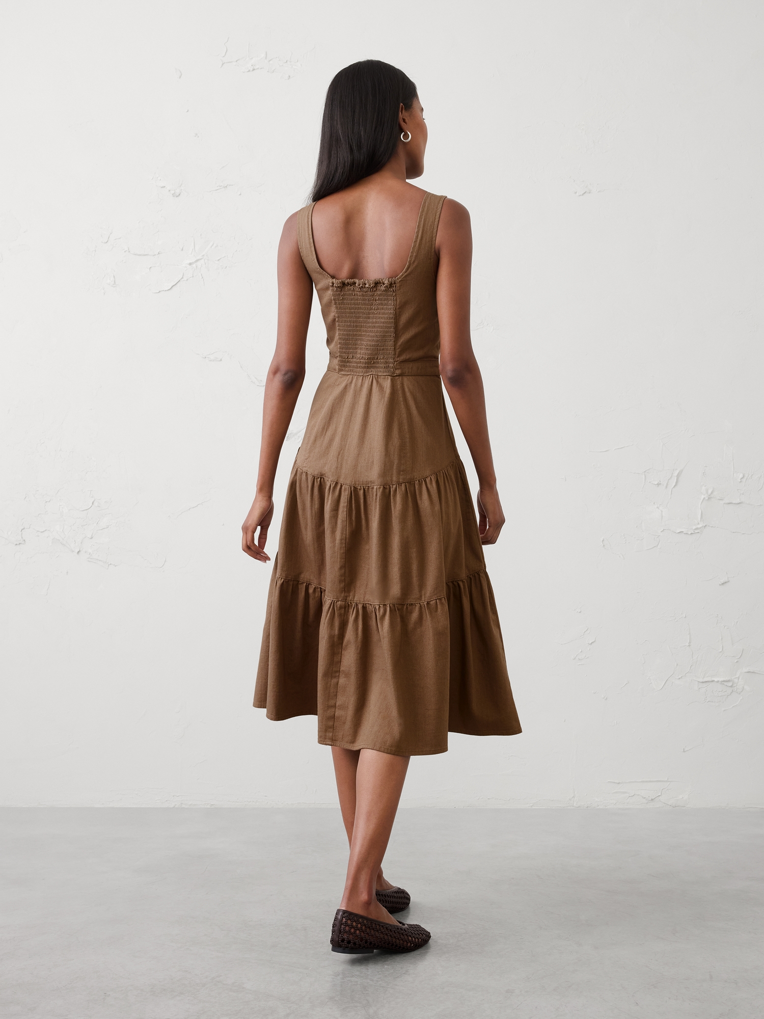Image number 2 showing, Square-Neck Tiered Denim Midi