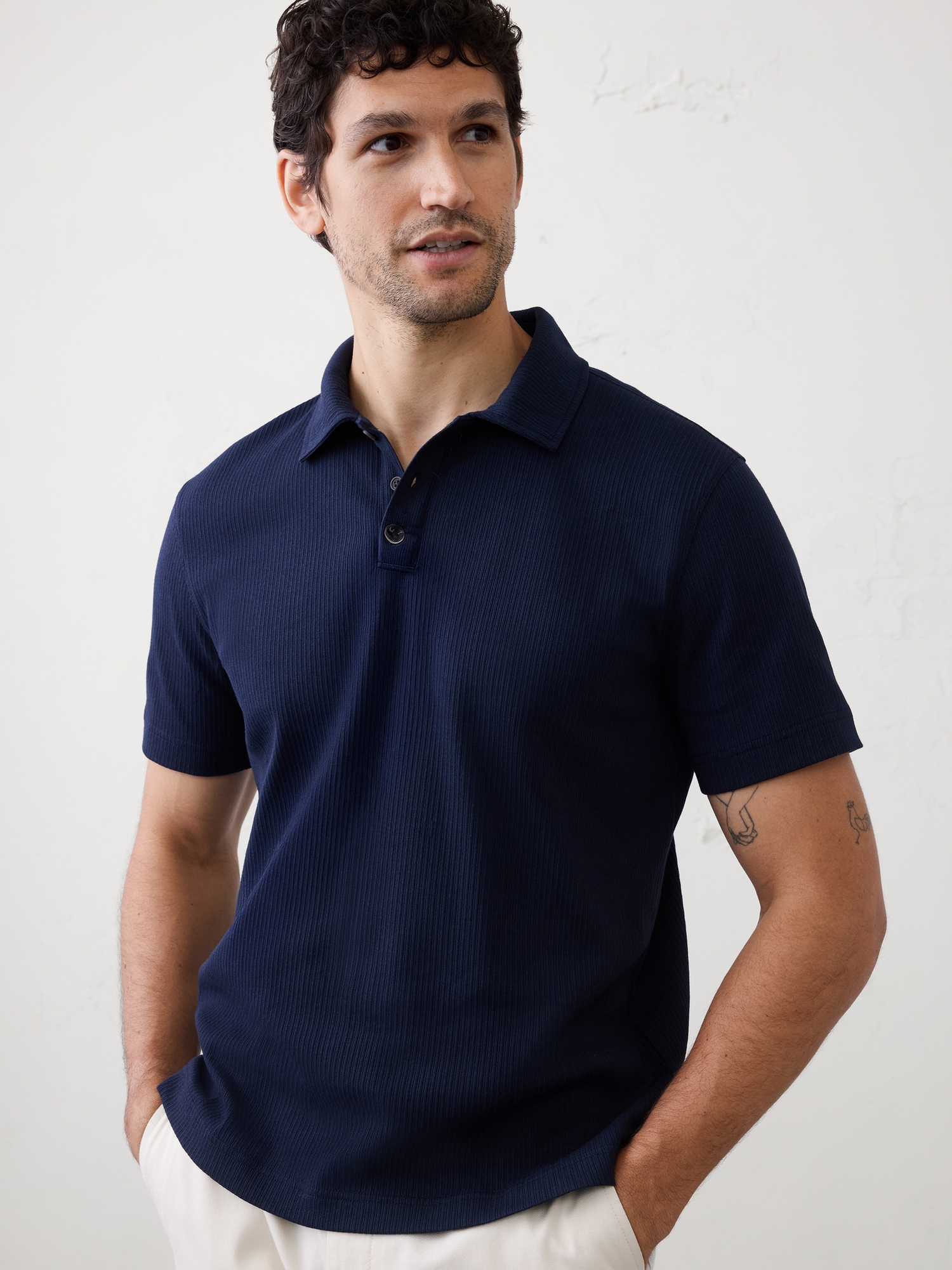 Image number 1 showing, Standard-Fit Light Pointelle Polo