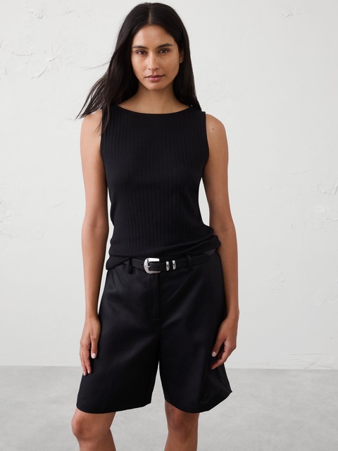 Pointelle Ribbed Boatneck Top