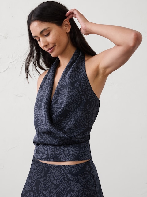 Cowl-Neck Cropped Top