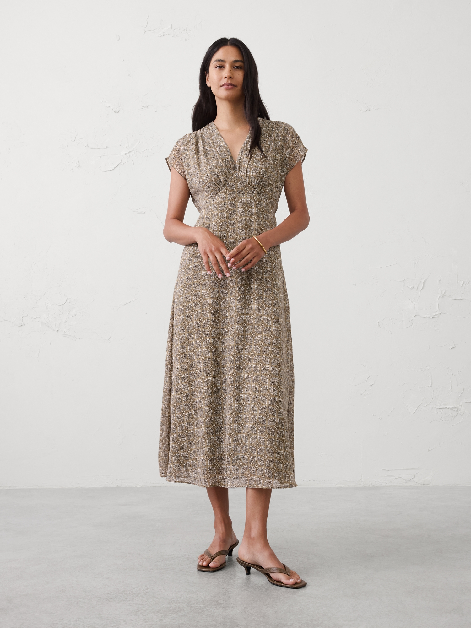 Image number 1 showing, Gathered Empire Midi Dress
