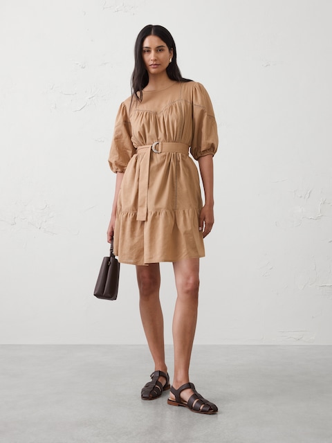 Balloon-Sleeve Mini Dress