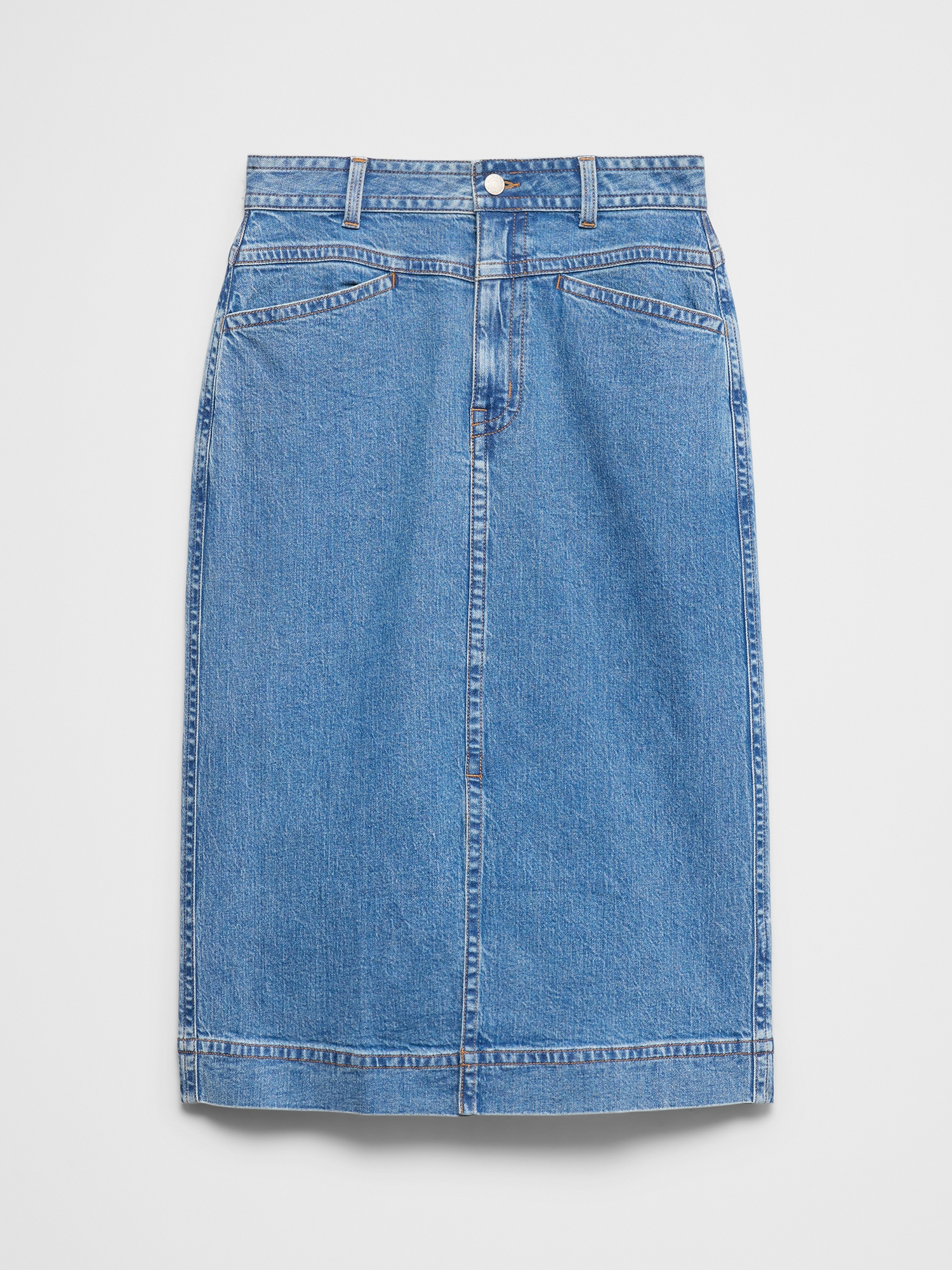 Image number 4 showing, Denim Slit-Front Midi Skirt