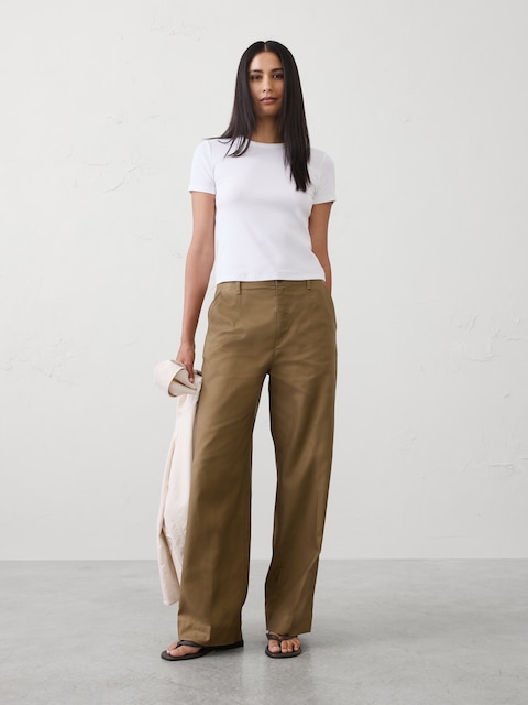 Straight High-Rise Twill Pant
