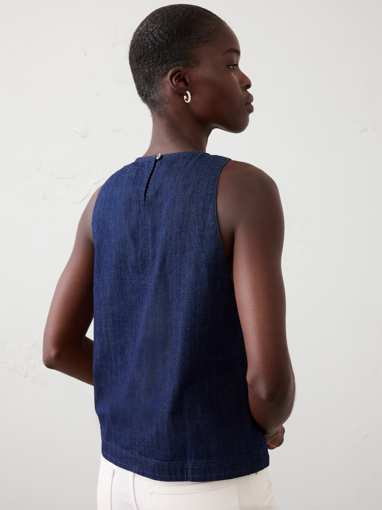 Image number 2 showing, Denim High-Neck Top