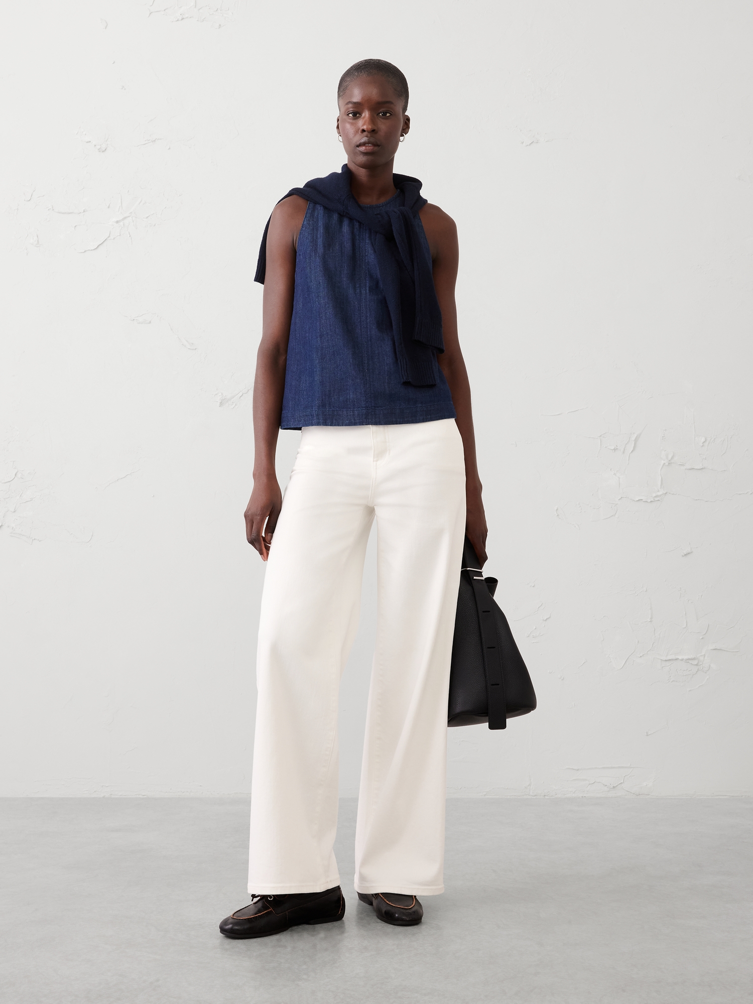 Image number 3 showing, Denim High-Neck Top