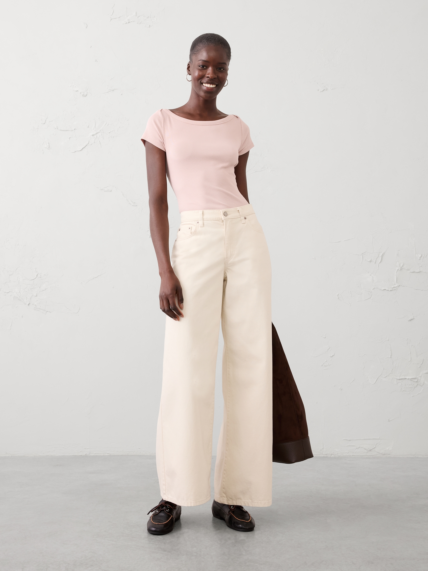 Image number 1 showing, Ribbed Boatneck Top