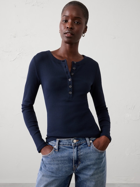 Ribbed Henley T-Shirt