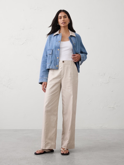 Straight High-Rise Twill Pant