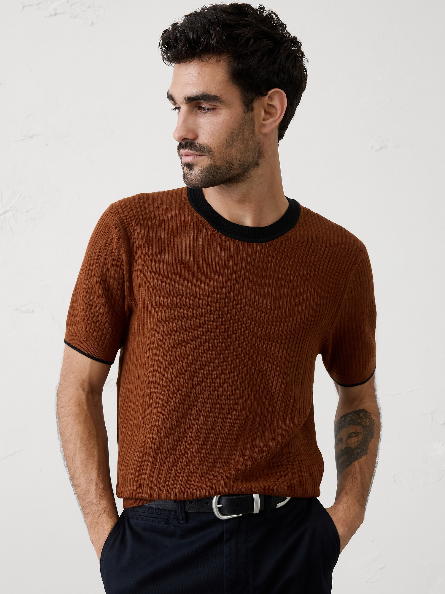 Image number 1 showing, Contrast-Collar Sweater Top