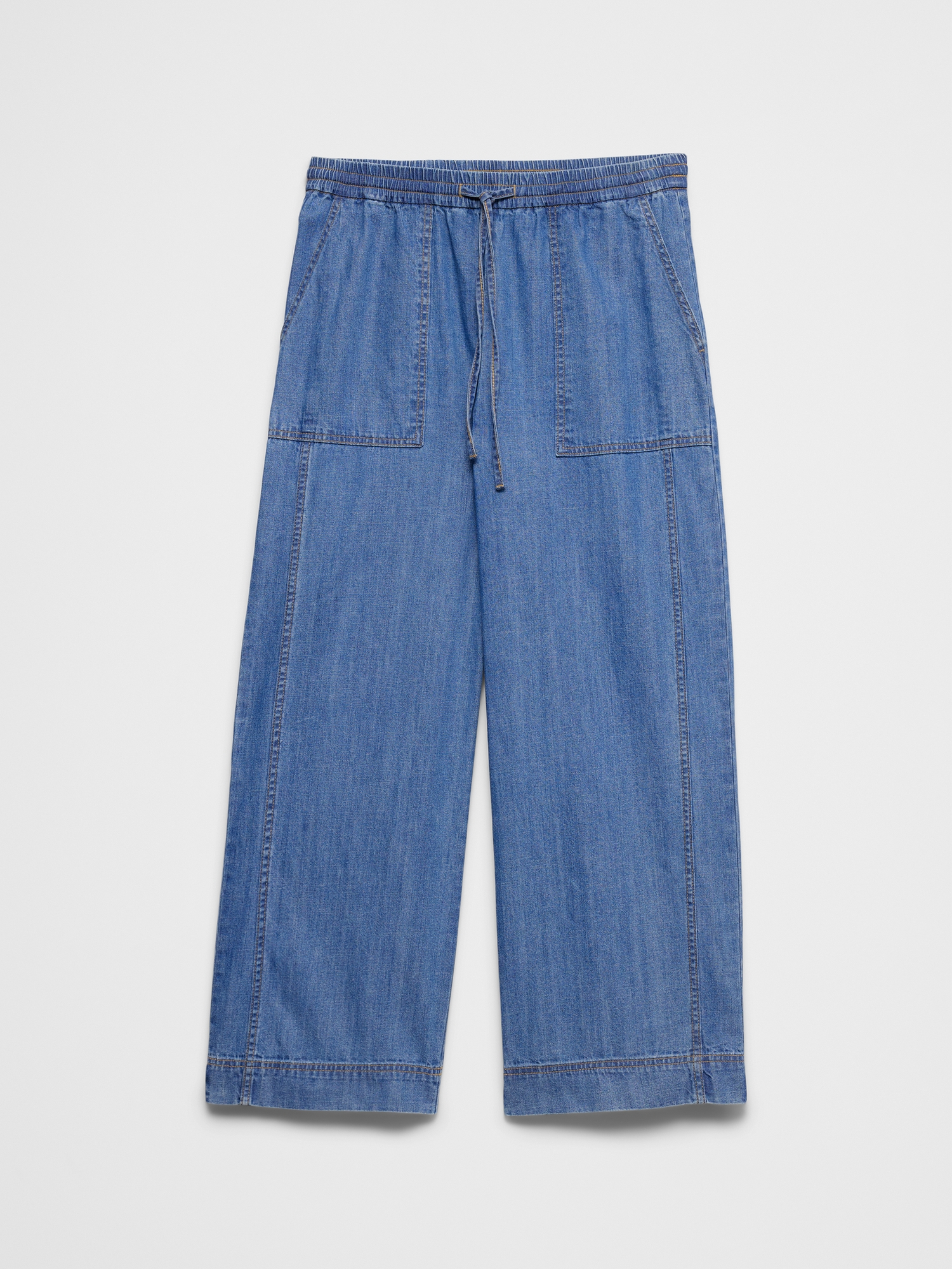Image number 8 showing, Wide-Leg Mid-Rise Utility Painters Twill Pull-On Pant