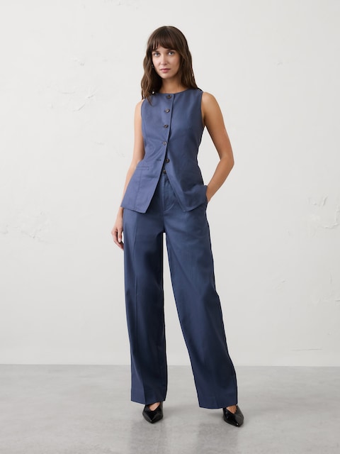 Straight High-Rise Twill Pant