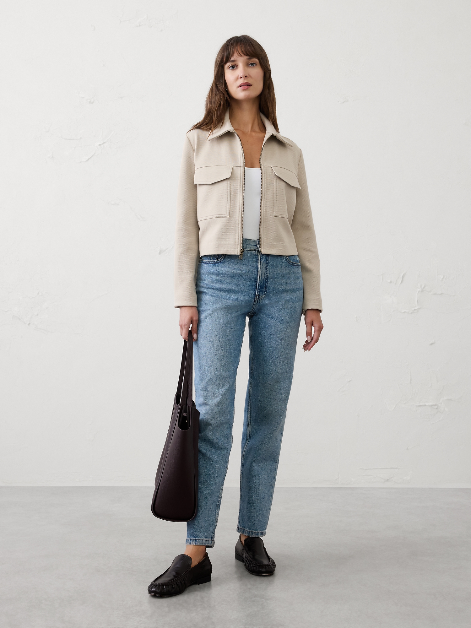 Image number 1 showing, Knit Twill Cropped Jacket