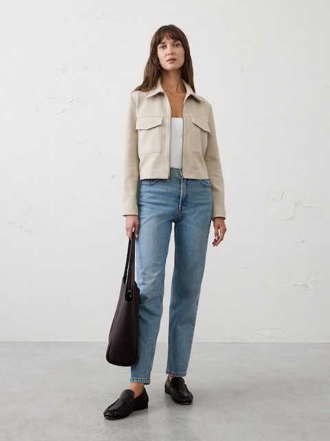 Knit Twill Cropped Jacket