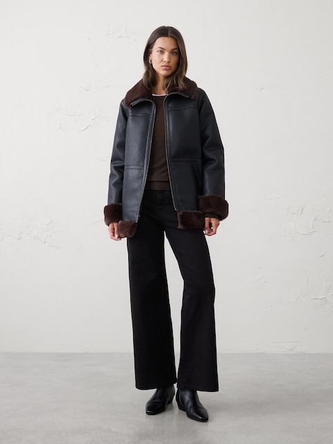 Vegan Leather Fur Jacket