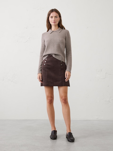 Boucle Collar-Neck Sweater