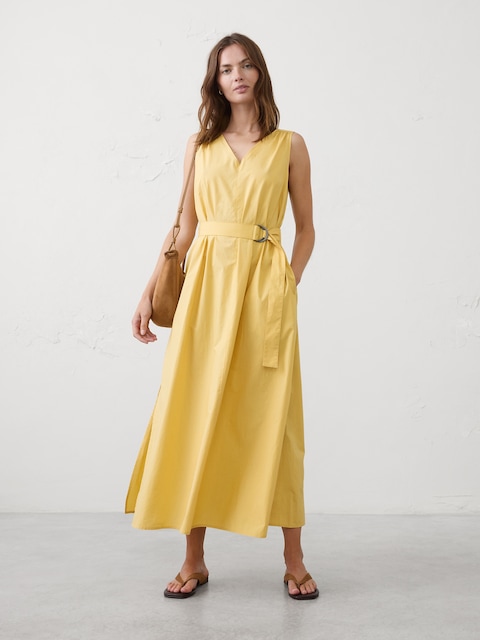 Poplin Belted Maxi Dress