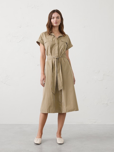 Poplin Utility Midi Shirtdress