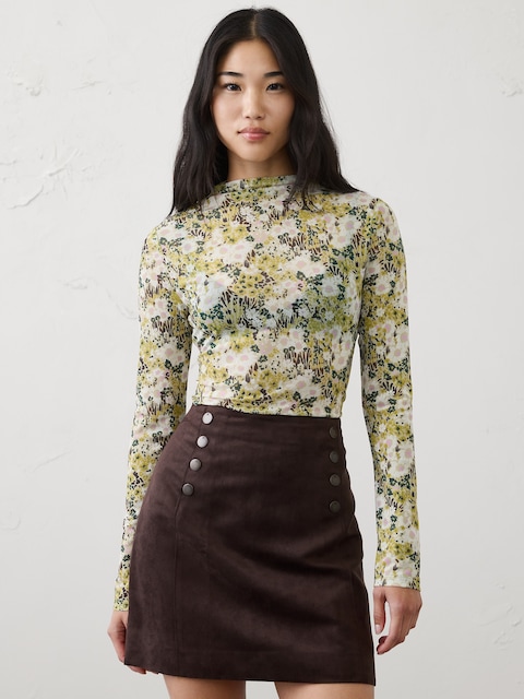 Mesh Mock-Neck Top