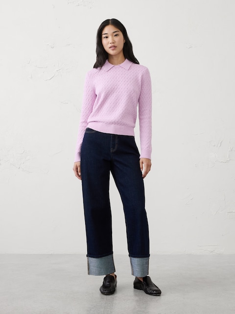 Boucle Collar-Neck Sweater