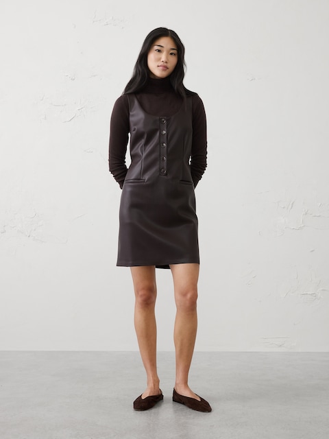 Vegan Leather Layering Mini Dress