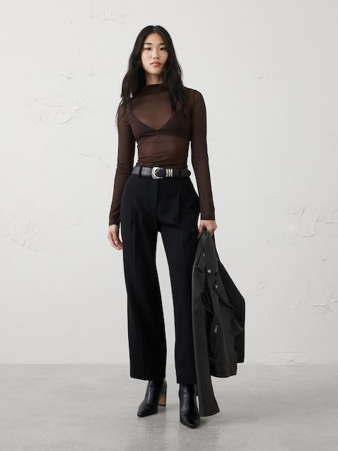 Mesh Mock-Neck Top
