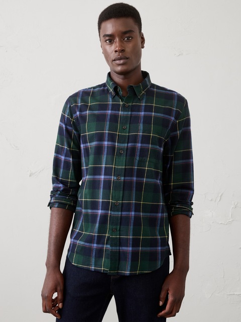 Slim-Fit Lightweight Flannel Shirt