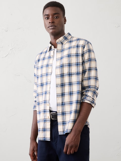 Slim-Fit Lightweight Flannel Shirt