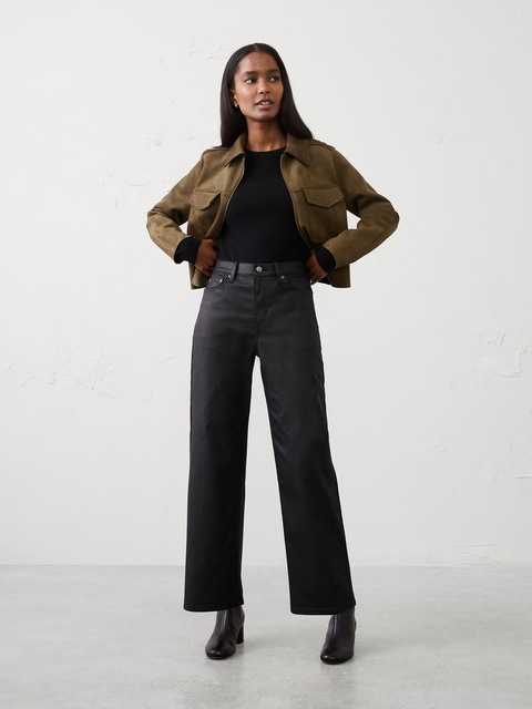 Straight-Leg High-Rise Coated Jean