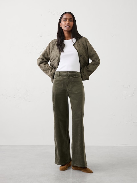 Wide-Leg High-Rise Corduroy Patch Pocket Pant