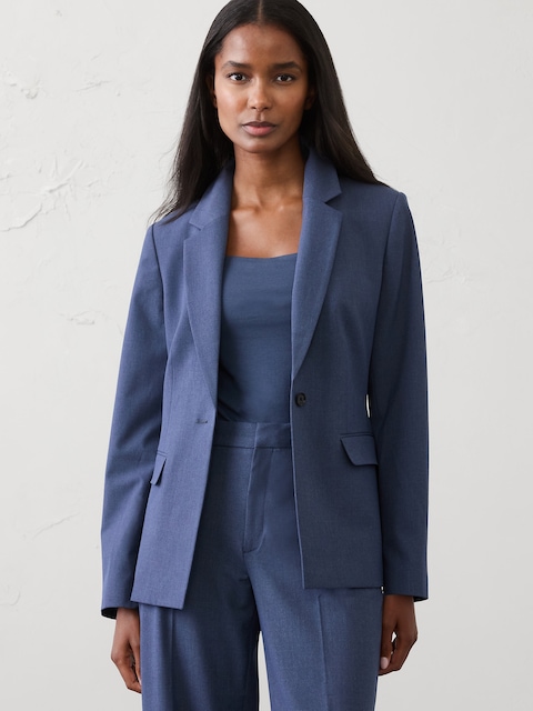 Sculpted Stretch Long Blazer