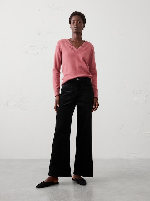 Wide-Leg High-Rise Corduroy Patch Pocket Pant